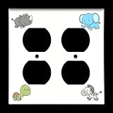 AFRICAN WILDLIFE CUTE SAFARI 4-PLUG OUTLET WALL PLATE