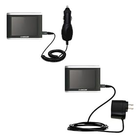 Essential Kit for the Amcor Navigation GPS 3600 3600B - includes Car and Wall Charger with Rapid Charge Technology - Gomadic Brand w/ TipExchange Technology