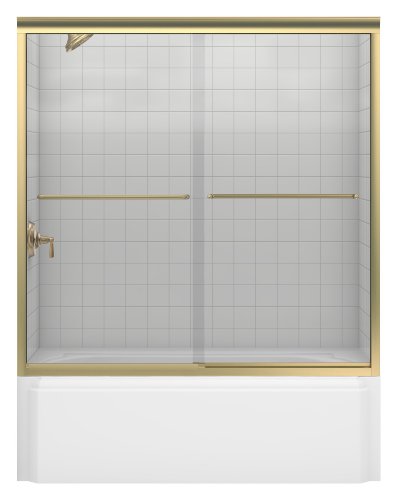 KOHLER K-702200-L-ABV Fluence Frameless Bypass Bath Door, Anodized Brushed Bronze