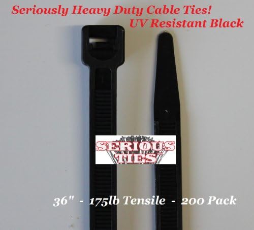 Serious Ties - Extra Heavy Duty Cable Ties - Package of 200 36" UV Black