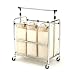 Seville Classics SHE16165 3-Bag Laundry Sorter Cart With Hanging Bar