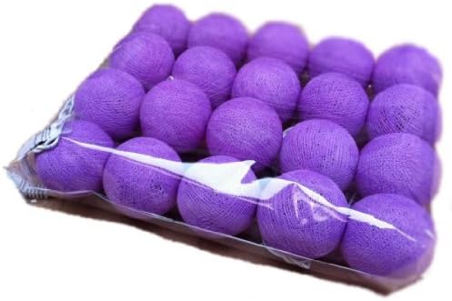 Purple Handmade Cotton Balls Fairy String Party Lights 3metre 20 Globes/pack