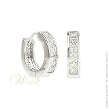 STUDIO 925: *PRINCESS WHITE DIAMOND CZ HUGGIE HOOP EARRINGS*
