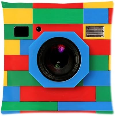 classic Retro Full Color Rubik Cube Camera Zippered Pillow Case 18"x18"(Two Sides)