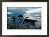 Outrigger Boats at Dusk in Sigaboy, Davao Oriental, Philippines, Southern Mindanao Framed Photographic Poster Print by Eric Wheater, 21x17