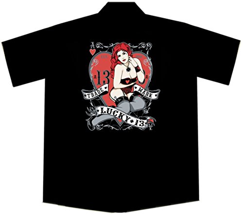 Redhead Pinup Girl Work Shirt, Scarlett, Lucky 13