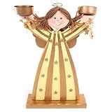 Gold & Cream Wooden Angel T Lite Holder