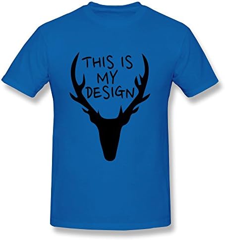 SusanMarket Men's Design Deer Cotton Round Collar T Shirt,XL,RoyalBlue