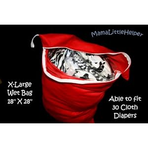X-Large PUL Reusable/ Washable Baby Cloth Diaper/ Nappy Swim or Wet Bag - Made out of PUL to ensure waterproof and to avoid leakage and keep wetness contained.