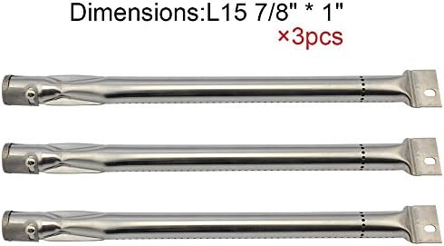 TSINY 14051 (3-pack) Stainless Steel Pipe 15 7/8" BBQ Burner Replacement for Brinkmann, Charmglow, Charmglo, Uniflame Model Grills