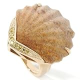 14K Gold Fossil Coral & Yellow Diamond Ring