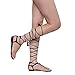 QUPID FC16 Women's Tassels Leg Wrap Gladiator Thong Flat Sandals One Size Small