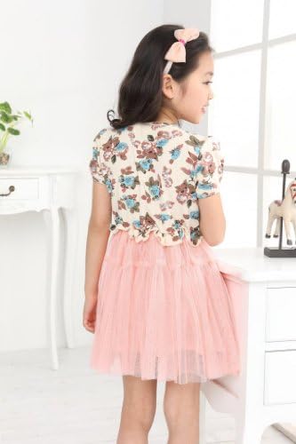 2014 spring new Korean Floral Kids girls baby princess dress veil,Pink3 Child US