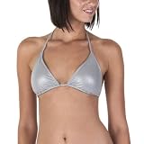  : Go International® Foil Print Triangle Swim Top - Silver