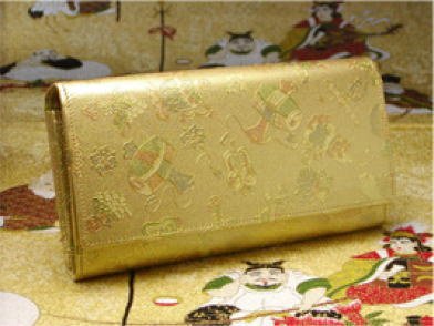 【金の財布（吉祥文様づくし）】宝づくし多機能長財布1208