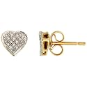 14k Gold Heart Stud Earrings, w/ 0.10 Carat Brilliant Cut Diamonds, 1/4" (6mm) tall