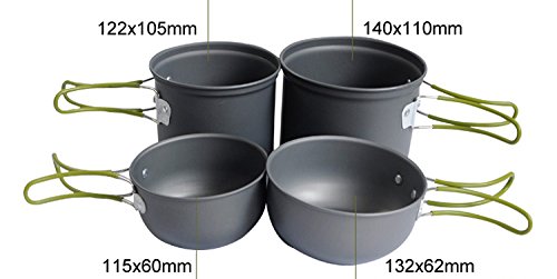3s Supply New Portable Outdoor Cooking Set Anodised Aluminum Non-stick Cookware Camping Hiking Picnic pan