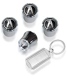 Acura Valve Stem Caps Chrome Black with Key Chain