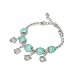 8-Inch Silver Fish & Turquoise Bead Link Bracelet Chain Jewellery