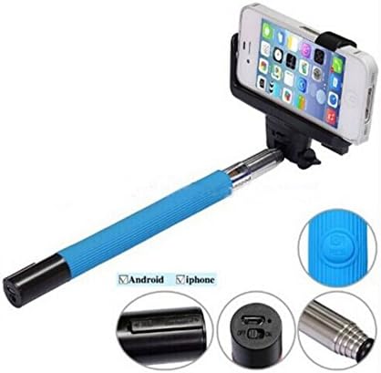 Gearlok Selfie Mobile Phone Telescopic Handheld Monopod Pole Tripod Stick with Wireless Rechargeable Bluetooth Shutter Trigger iPhone 6 5 5S 4S 4 Samsung Galaxy S5 S4 S3 Note 3 2 and other Android Smartphones (Blue)