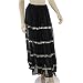 Belly Dancing Black Chiffon Silver Coin Skirt, 4 tiers of silver coins and beads, flowing 124