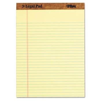 Paper Pads, Legal Rule, Letter Size, Canary, 50 Sheet Pads, 12/Pack