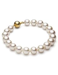 HinsonGayle AAA Gem Collection 8.5-9.0mm White Cultured Pearl Bracelet (14k Yellow Gold)