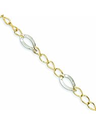 Genuine 14K Two-Tone Polished Fancy Link Bracelet 7.25 Inches 4 Grams Of Gold 100% Satisfaction Guaranteed.