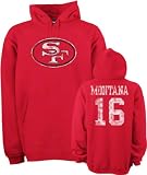 Joe Montana San Francisco 49ers Red Vintage Name & Number Hooded Sweatshirt