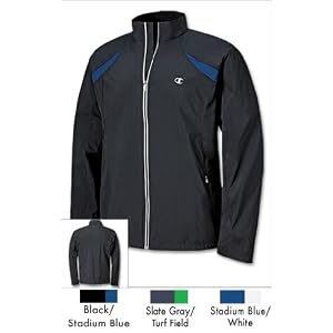 Champion Men's Double Dry Vented Jacket S8255, Black/Stadium Blue, M