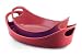 Rachael Ray Stoneware 1-Quart and 1-1/2-Quart Oval Bubble & Brown Baker Set, Red