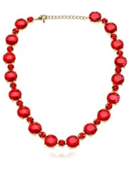 All Around Faceted Lucite Stone Red Collar Necklace, 16"