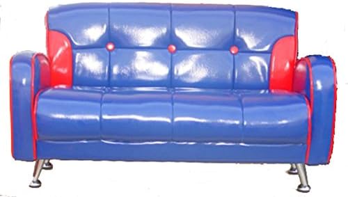 Sofine Kids Vinyl Retro Sofa (Dark Blue W Red)
