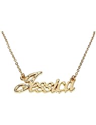 Name Necklaces Jessica - Personalized Necklace Gold Plated 18K, Belcher Chain, 2mm Thick