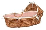 Pink Waffle Honey Moses Basket with Hood