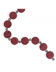MMA Silver - 18 inch + 2 inch Red and Grey Shell Disk Necklace