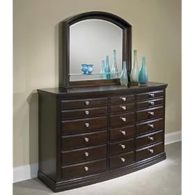 Affinity Landscape Mirror and Triple Drawer Dresser - Cafe Finish