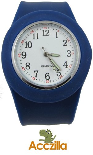Acczilla Slap Watch - Silicone Slap On Watch - Navy Blue - Large