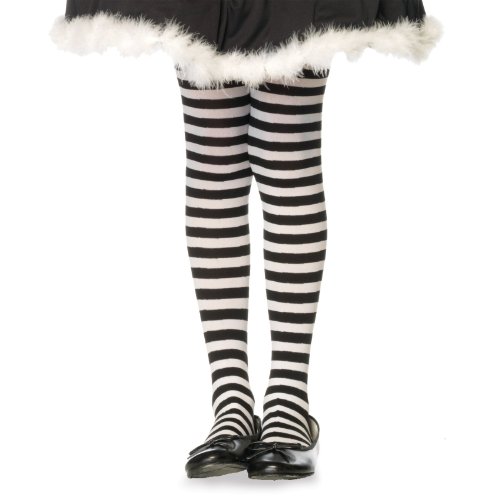 Child (black/white) Striped Tights