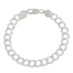 Buy Sterling Silver Italian Double Link Charm Bracelet 7 8 by SilverSpeck.com