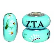 Zeta Tau Alpha Sorority Hand Painted Fenton Glass Bead