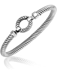 Sterling Silver Cable Style Bracelet with an Open Oval Station