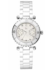 GUESS Womens GC DIVER CHIC Diamond Dial White Ceramic Timepiece