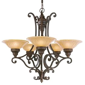 Murray Feiss F2030 5PAL Casbah Five-Light Chandelier, Palladio with Amber Etched Glass... by Murray Feiss