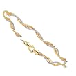 14K Tri-Color Gold Twisted Three-Strand Chain Bracelet - 7.25 inches