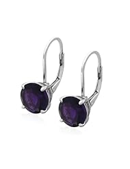 Sterling Silver 8mm Round Amethyst Lever Back Earrings