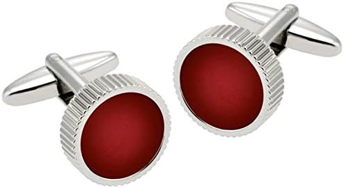 Red/Silver Crystal Indented Edge Round Cufflinks by Gaventa London