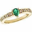14K Yellow Gold Chatham Created Emerald and Diamond Ring