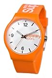 Superdry unisex white dial orange plastic strap watch
