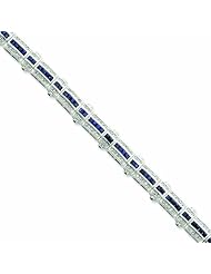 Genuine .925 Sterling Silver Sapphire & Cz Bracelet . 100% Satisfaction Guaranteed.